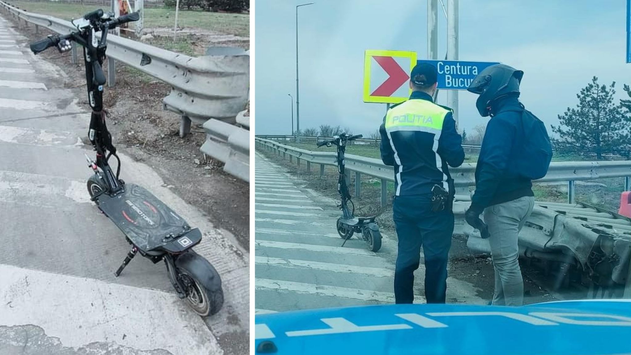 trotineta pe autostrada