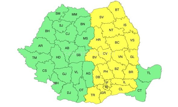 Cod galben de ploi și instabilitate atmosferică în județul Călărași