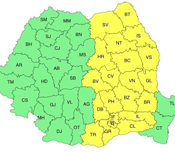 Cod galben de ploi și instabilitate atmosferică în județul Călărași