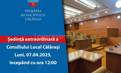 Ședință extraordinară a Consiliului Local Călărași: Rectificare bugetară și investiții în cartierul Măgureni, pe ordinea de zi