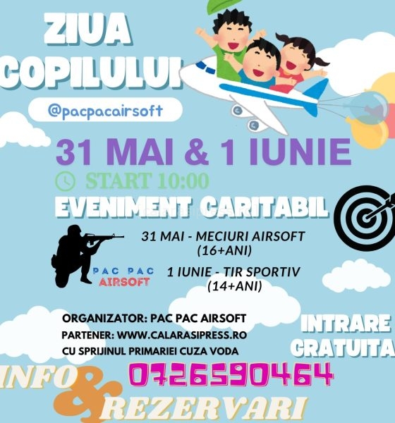 PAC PAC AIRSOFT organizează un eveniment caritabil de Ziua Copilului la Cuza Vodă: Activități gratuite pentru tineri pe 31 mai și 1 iunie