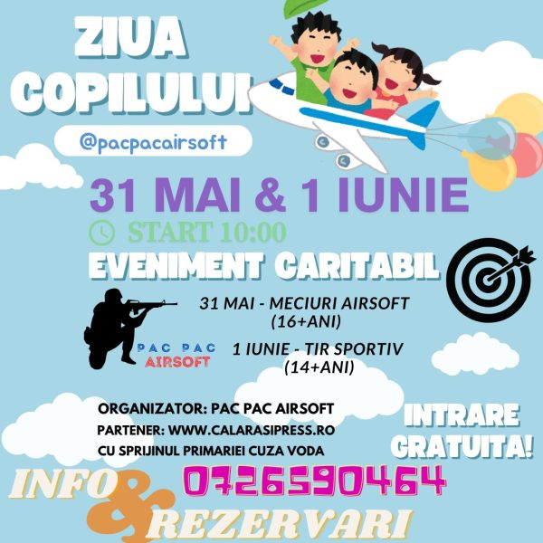PAC PAC AIRSOFT organizează un eveniment caritabil de Ziua Copilului la Cuza Vodă: Activități gratuite pentru tineri pe 31 mai și 1 iunie