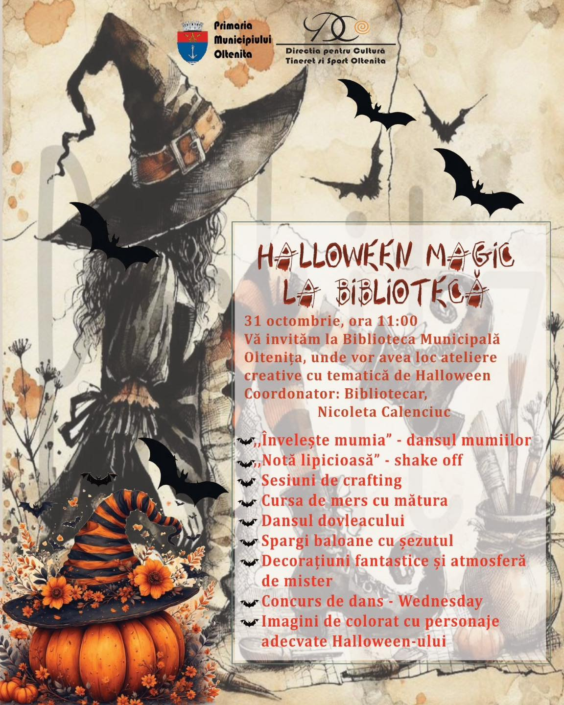 Halloween Magic la Biblioteca din Oltenița: distracție, culoare și povești pentru cei mici
