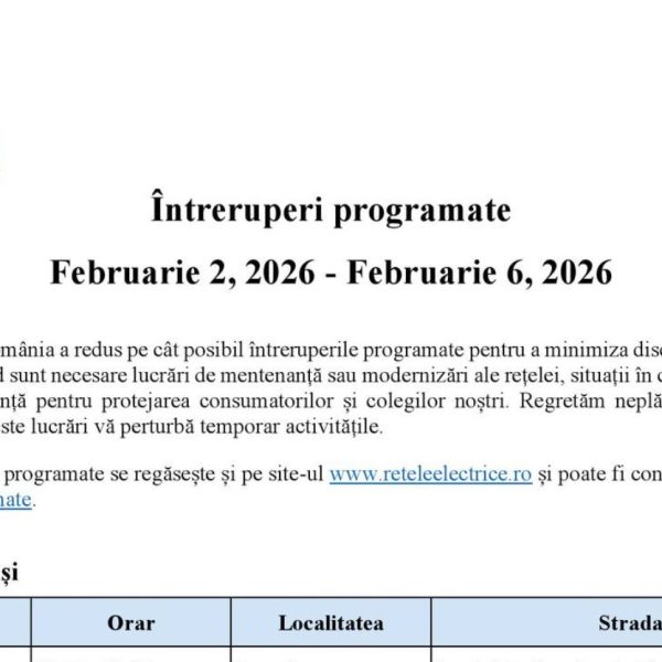 Întrerupere totală de curent electric în comuna Cuza Vodă, joi, 5 februarie 2026