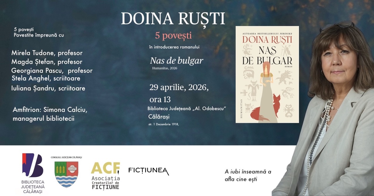 Doina Ruști revine la Călărași cu un eveniment literar interactiv: „5 povești despre identitatea feminină”