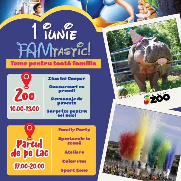 1 Iunie, sărbătoare pentru copii la Călărași! Zoo, Pădurea Fermecată, Color Run și concert în aer liber