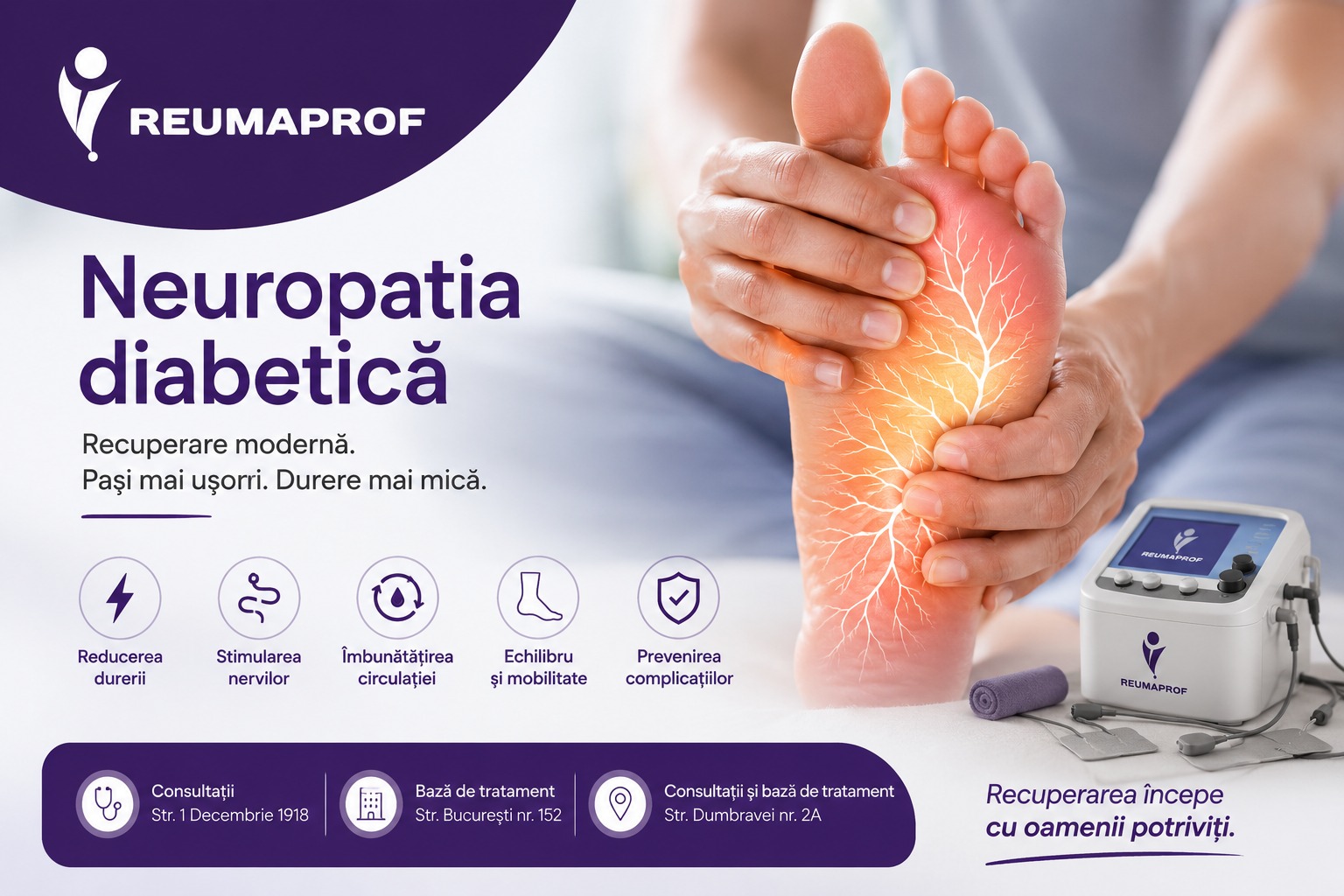 Neuropatia diabetică: când amorțeala și durerile de picioare devin un semnal de alarmă. Soluțiile de recuperare oferite de ReumaProf Călărași